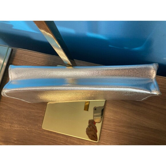 Vintage Silver Clutch Handbag Women Metallic Foil Purse - Picture 6 of 9